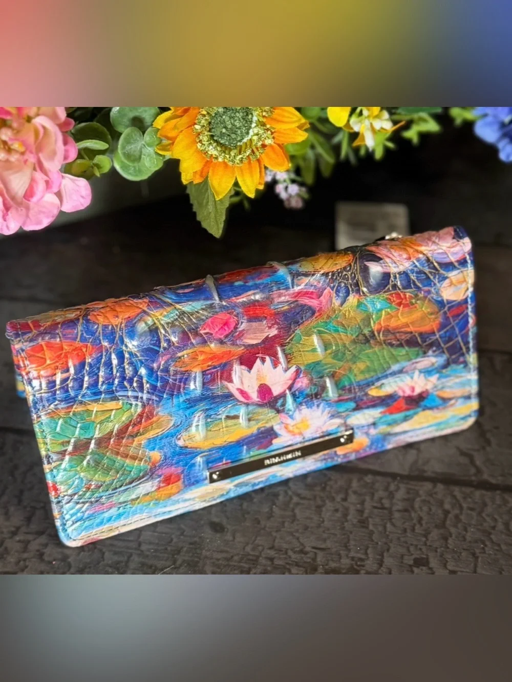 Brahmin Ady WaterLily Wallet NWT Pretty Floral Placement HTF PRICE FIRM $$$